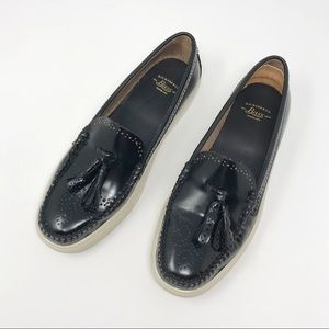 G.H. Bass & Co. Black Leather Tassel Loafers with Cream Sole